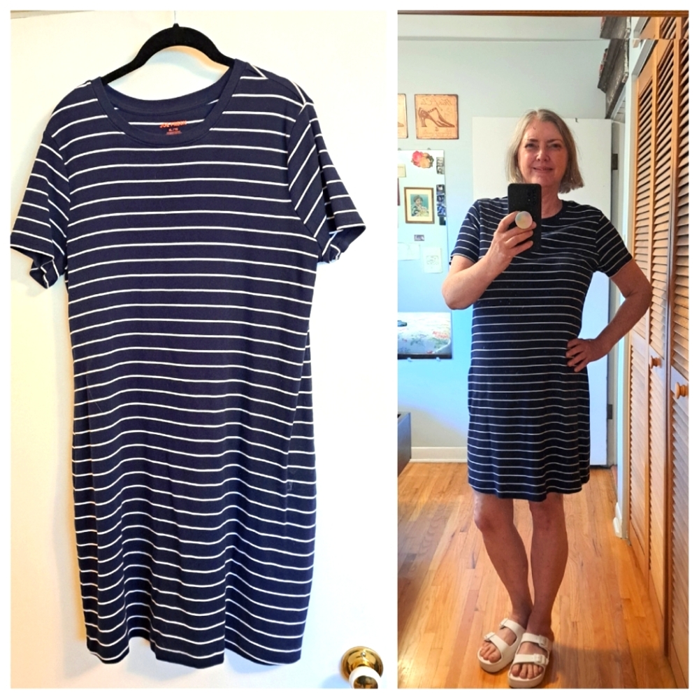 Joe Fresh navy and white striped t-shirt dress